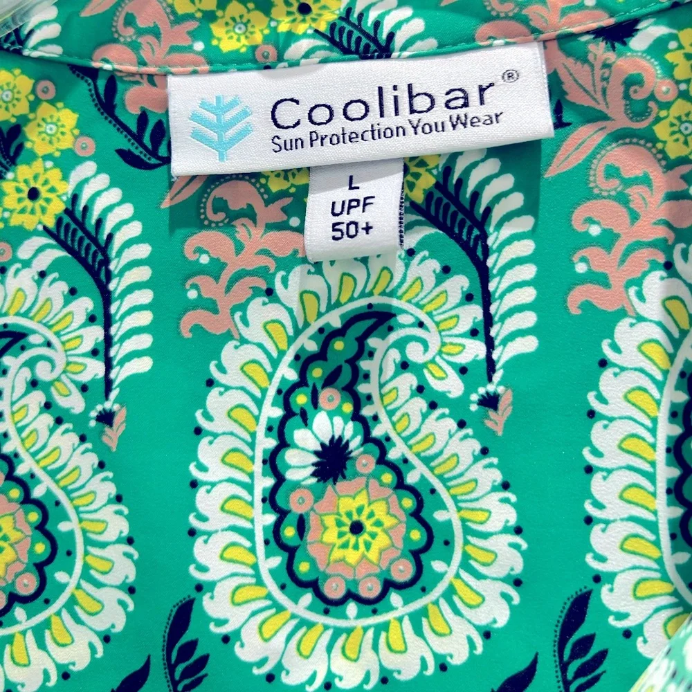 Stunningly rich green 🦚🌷Coolibar UPF Sun Protection Women’s paisley Large - Picture 3 of 6